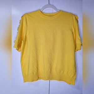 Who What Wear Bright Yellow Ruffle Sleeve Top